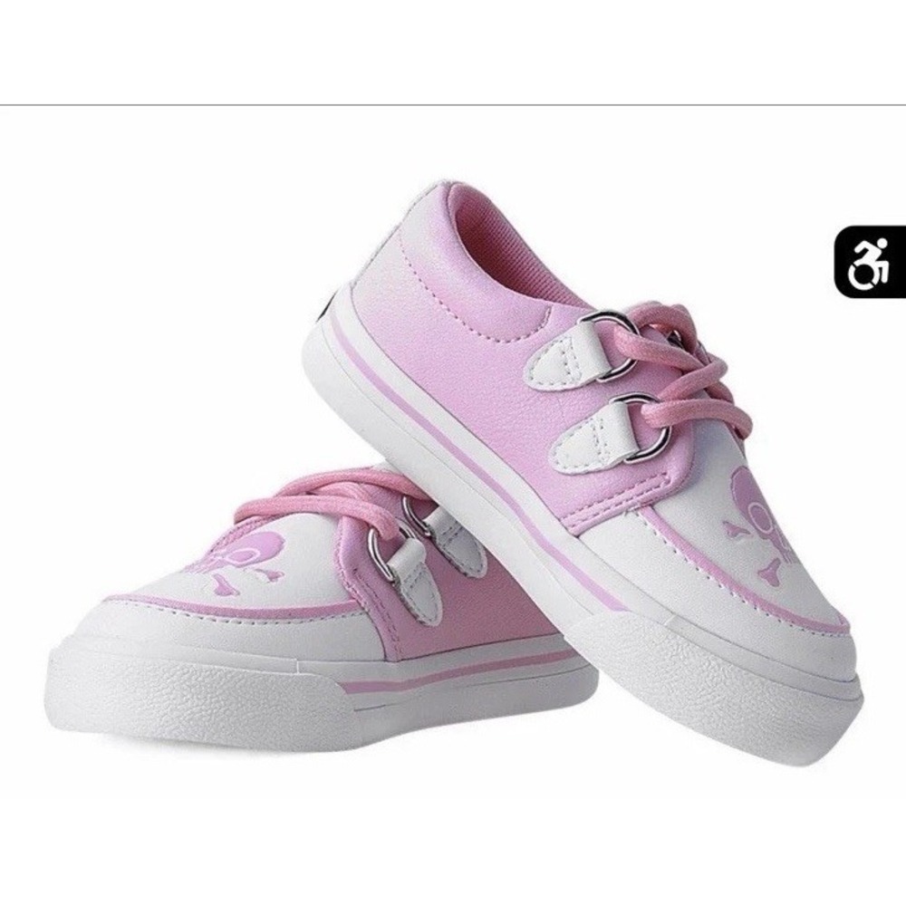 T.U.K‎ Pink & White Girls TukSkin Vegan Pirate Creeper Toddler Size 5 Sneaker